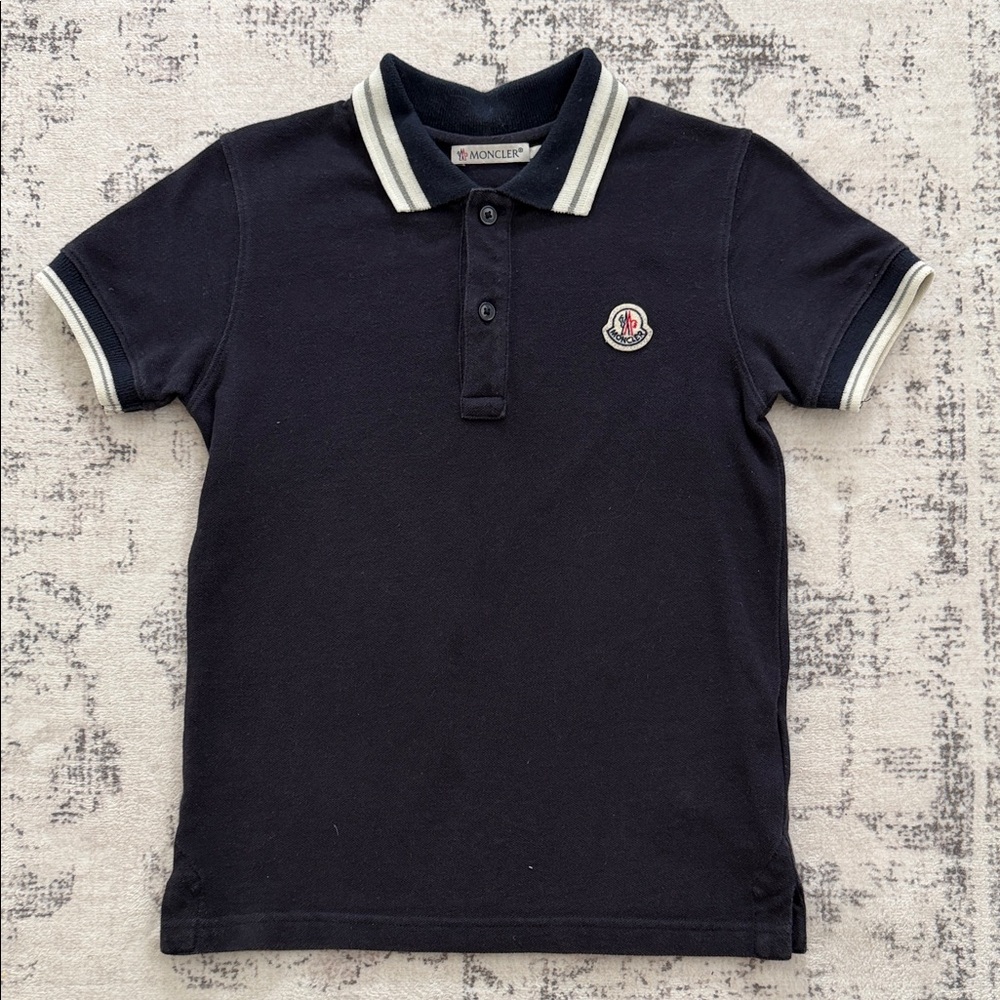 Moncler Kids Dark Polo with White Trim